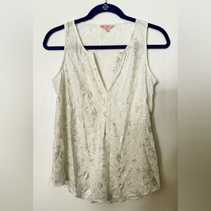 Candie's Cream and Silver Floral Blouse